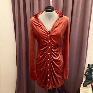 Free People - Velvet Rust Button-Up Women's Top